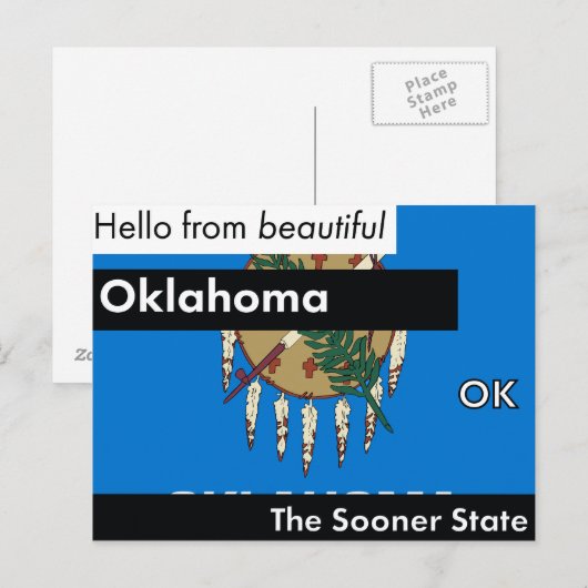 Oklahoma der frühere Staat Postkarte (Vorne/Hinten)