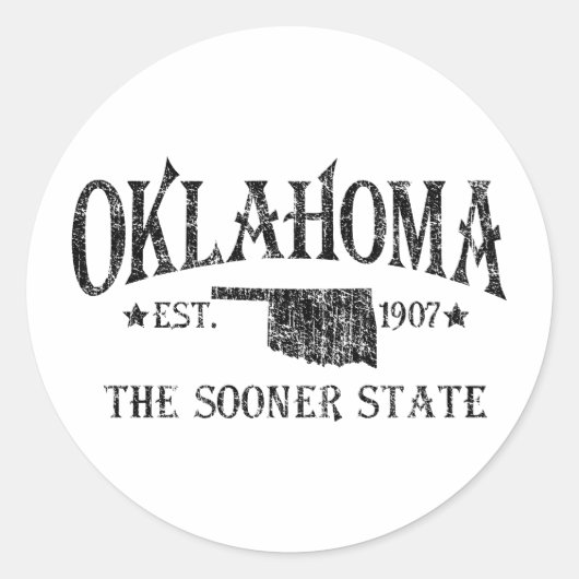 Oklahoma - Der frühere Staat Runder Aufkleber (Vorderseite)