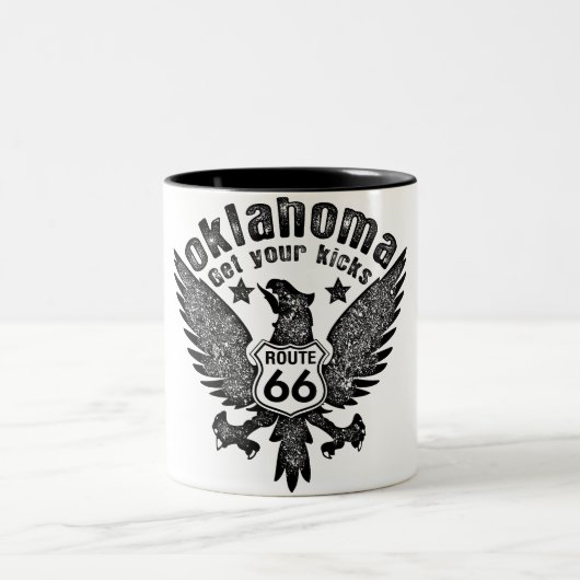 Oklahoma Erhalten Sie Ihre Kicks Route 66 Recoleta Zweifarbige Tasse (Mittel)