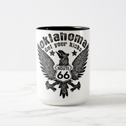 Oklahoma Erhalten Sie Ihre Kicks Route 66 Zweifarbige Tasse (Mittel)