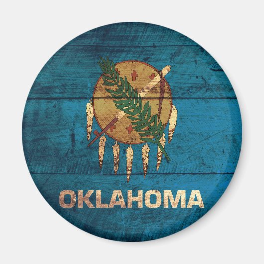 Oklahoma-Fahne aus altem Holz; Magnet (Vorne)