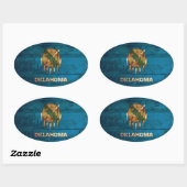 Oklahoma-Fahne aus altem Holz; Ovaler Aufkleber (Blatt)