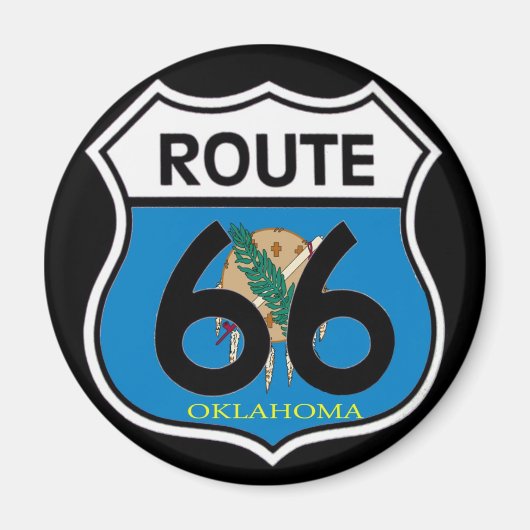 Oklahoma-Fahnenroute 66 Schild Magnet (Vorne)