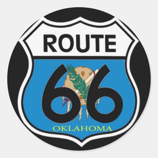 Oklahoma-Fahnenroute 66 Schild Runder Aufkleber (Vorderseite)