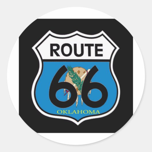 Oklahoma-Fahnenroute 66 Schild Runder Aufkleber (Vorderseite)