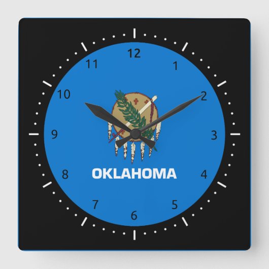 Oklahoma-Flagge, amerikanische Staatsflagge Quadratische Wanduhr (Vorderseite)