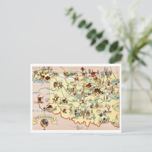 Oklahoma Funny Map Postkarte (Stehend Vorderseite)