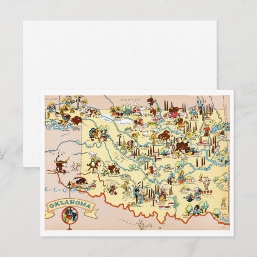 Oklahoma Funny Map Postkarte (Vorne/Hinten)