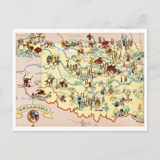 Oklahoma Funny Map Postkarte (Vorderseite)