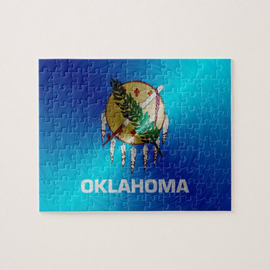 Oklahoma, gebürstete Metallflagge Puzzle (Horizontal)