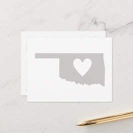 Oklahoma Grau Staat Map Form mit Herz-Kreislauf-Sy Postkarte