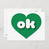 Oklahoma green heart - I Liebe ok Postkarte (Vorne/Hinten)