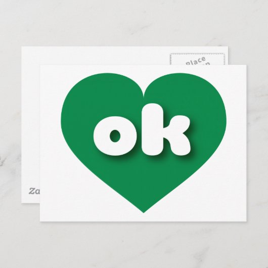 Oklahoma green heart - I Liebe ok Postkarte (Vorne/Hinten)