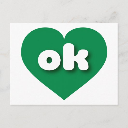 Oklahoma green heart - I Liebe ok Postkarte (Vorderseite)