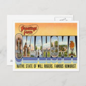 Oklahoma-Grüße von US-Staaten Postkarte (Vorne/Hinten)