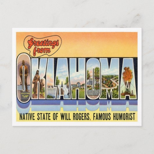 Oklahoma-Grüße von US-Staaten Postkarte (Vorderseite)