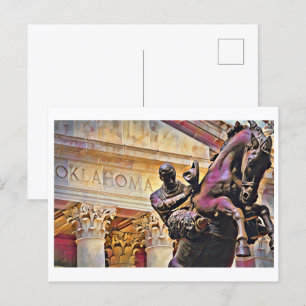 Oklahoma Hauptstadt mit Cowboy Statue Ölgemälde Postkarte