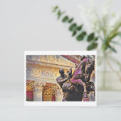 Oklahoma Hauptstadt mit Cowboy Statue Ölgemälde Postkarte (Stehend Vorderseite)