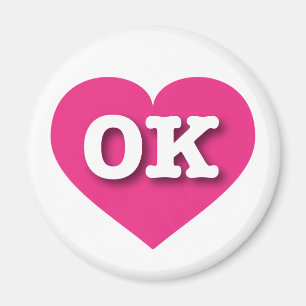 Oklahoma Hot Pink Heart - I Liebe OK Magnet