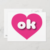 Oklahoma Hot rosa heart - I Liebe ok Postkarte (Vorne/Hinten)