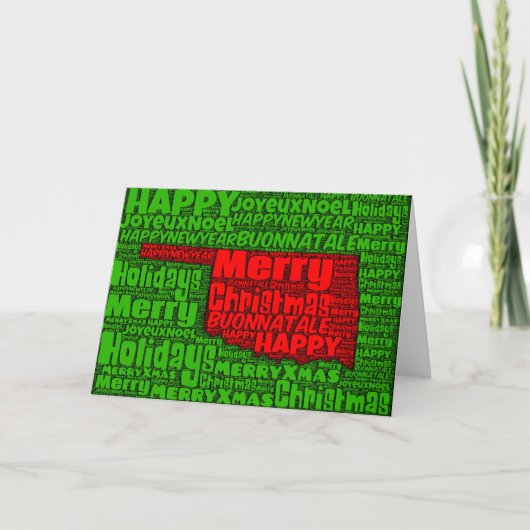 Oklahoma Karte Word Art Weihnachtskarte (Vorderseite)