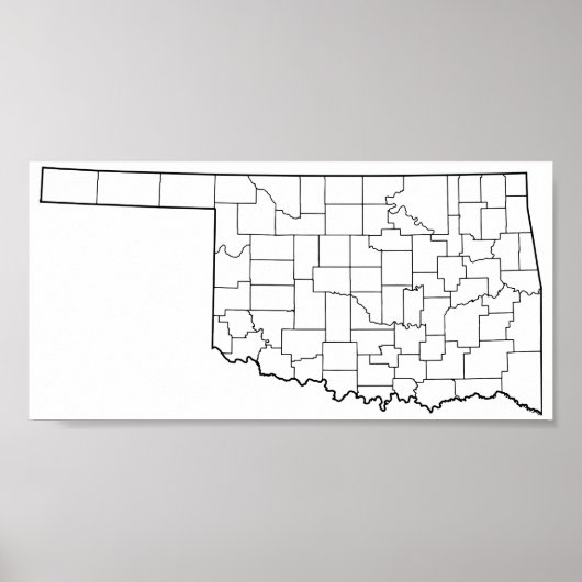 Oklahoma Landkreise Leere Kontur Karte Poster (Vorne)