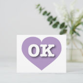 Oklahoma Lavender Heart - I Liebe OK Postkarte (Stehend Vorderseite)
