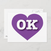 Oklahoma Lila Herz - I Liebe OK Postkarte (Vorne/Hinten)