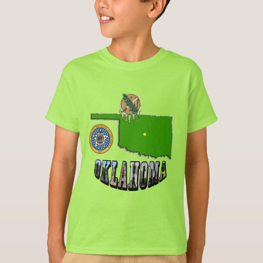 Oklahoma Map-Kontur, Siegel und Bildtext T-Shirt (Vorderseite)