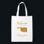 Oklahoma Map Wedding Welcome Bag, Gold Tote Bag Wiederverwendbare Einkaufstasche<br><div class="desc">Hochzeitswochenende Begrüßungsgeschenktasche für Gäste,  die außerhalb der Stadt wohnen,  für Ihre Hochzeit,  mit dem Bild von Oklahoma,  mit dem Herzen,  das Sie an der genauen Stelle platzieren können. Fülle die Tasche mit deinen Lieblingsgoodies.</div>