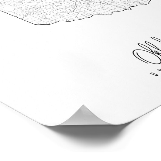 Oklahoma Minimal Street Map Poster (Ecke)