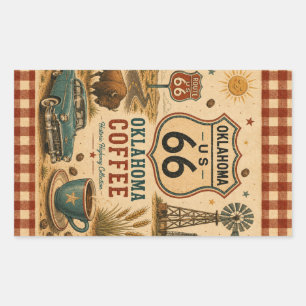 Oklahoma Mother Road Kaffee Dekor Kunst Rechteckiger Aufkleber