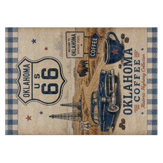 Oklahoma Mother Road Kaffeevorbereitung Schneidebrett (Vorderseite)