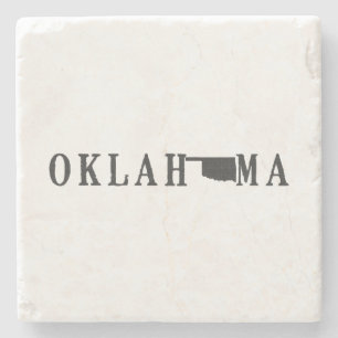 Oklahoma Name mit Staat Shaped Letter Word Art Steinuntersetzer