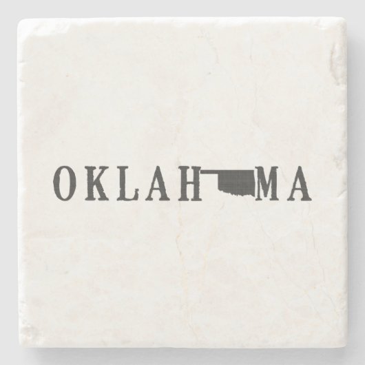 Oklahoma Name mit Staat Shaped Letter Word Art Steinuntersetzer (Vorderseite)
