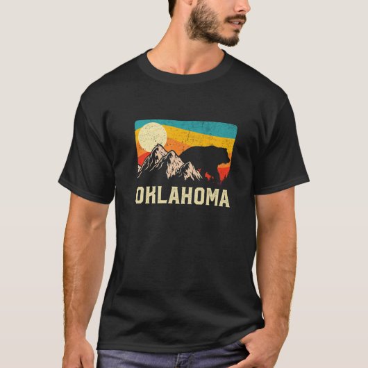 Oklahoma Nature Wilder Bär Retro Sonnenuntergang W T-Shirt (Vorderseite)