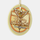 Oklahoma Nurse Caduceus Keramik Ornament (Rechts)
