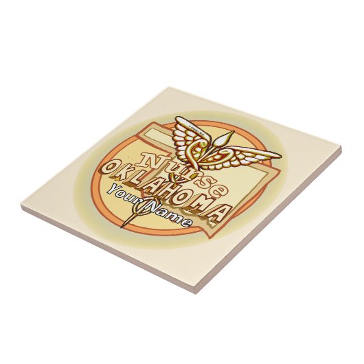 Oklahoma Nurse Caduceus Tile Fliese (Seite)