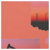 Oklahoma Oil Pump Jack Sunset Print Fabric Stoff (Nahaufnahme)