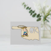 Oklahoma OK Karte & Cowboy Cartoon Art Motto (Stehend Vorderseite)