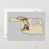 Oklahoma OK Karte & Cowboy Cartoon Art Motto (Vorne/Hinten)