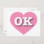 Oklahoma Pink Heart - I Liebe OK Postkarte (Vorne/Hinten)