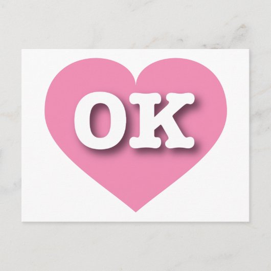 Oklahoma Pink Heart - I Liebe OK Postkarte (Vorderseite)