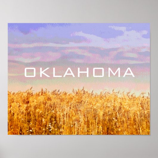 Oklahoma Poster mit Weizenfeld und Himmelskunst (Vorne)