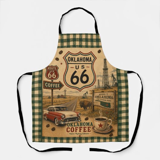 Oklahoma Prairie Coffee Kitchen Route 66 Schürze (Vorderseite)