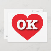 Oklahoma Red Heart - I Liebe OK Postkarte (Vorne/Hinten)