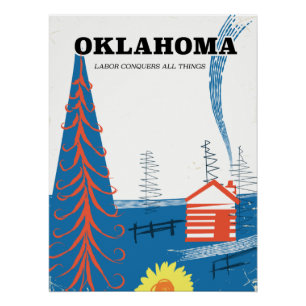 Oklahoma-Reiseplakat im Vintage-Stil. Poster