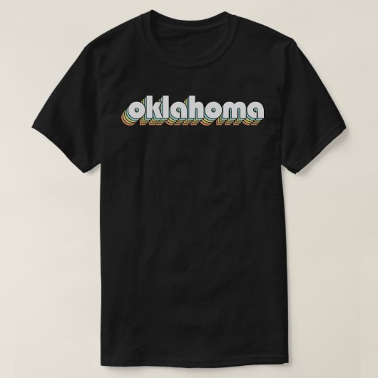 Oklahoma Retro Rainbow Typografie Faded Style T-Shirt (Design vorne)