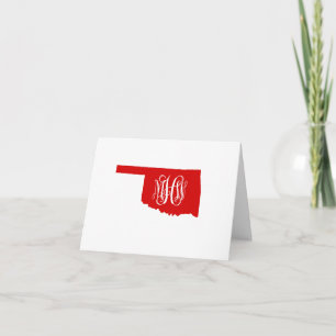 Oklahoma Rot Weiß Rebe Monogramm DIY BG Sv Dankeskarte