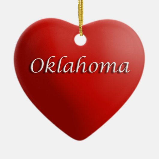 Oklahoma Rotes Herz Keepake-Ornament Keramik Ornament (Vorne)